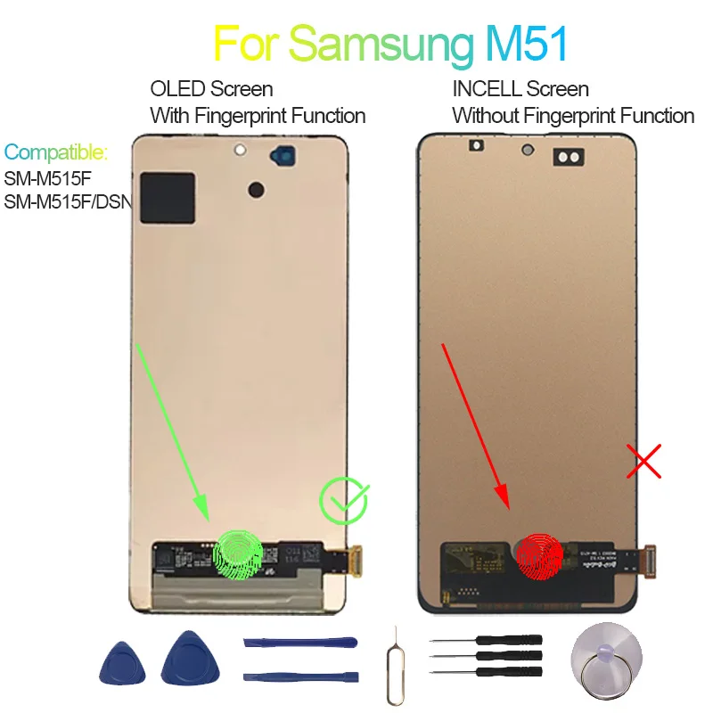 Nuovo e testato per Samsung M51 Display LCD Touch Panel Digitizer SM-M515F, SM-M515F/DSN M51 Schermo Display - Image 3