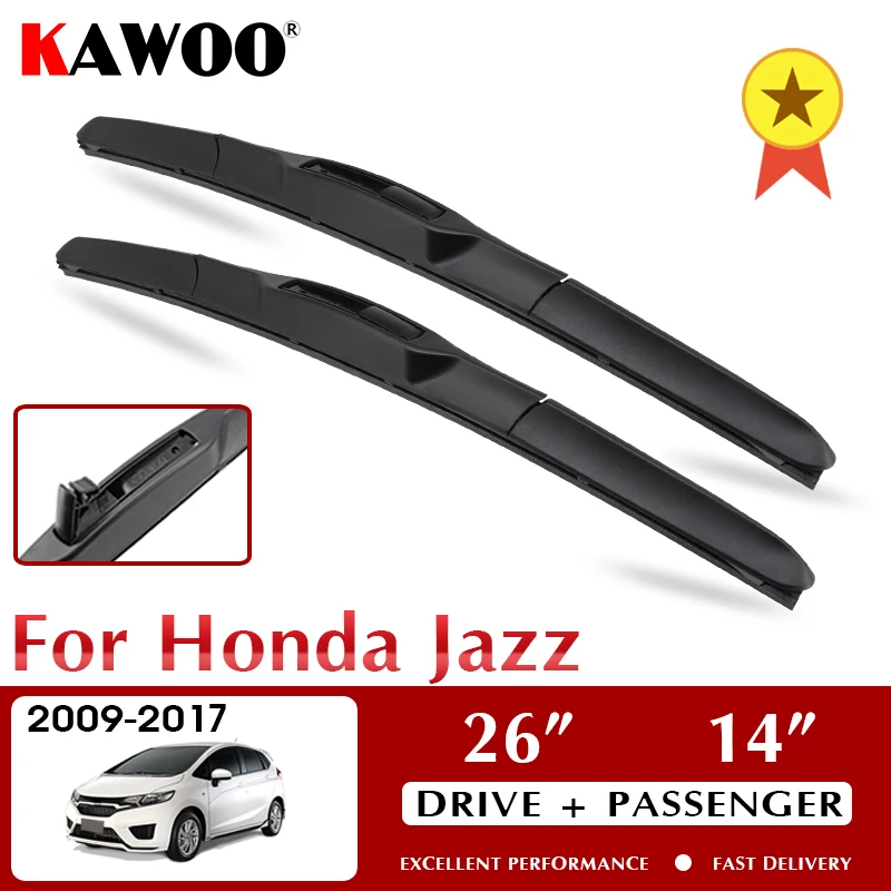 

KAWOO Wiper Front Car Wiper Blades 26"+14" For Honda Jazz 2009-2017 Windshield Windscreen Front Window Accessories LHD RHD