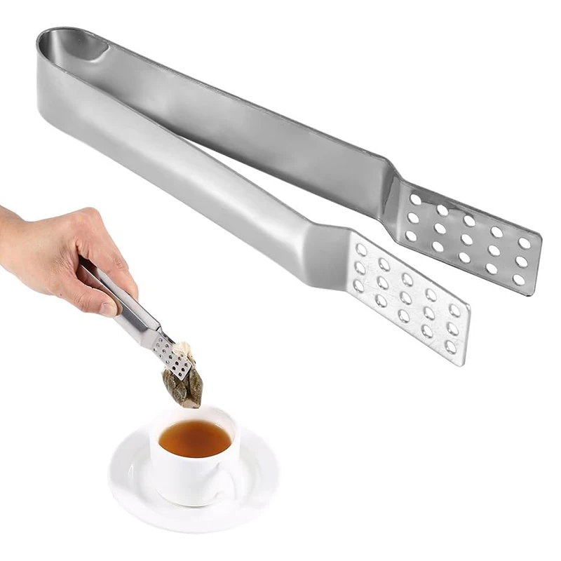 Tea Bag Clip Stainless Steel Thickened Lemon Tweezer Ice Sugar Barbecue Clip Home Kitchen Gadget Teaware Tong Squeezer Food