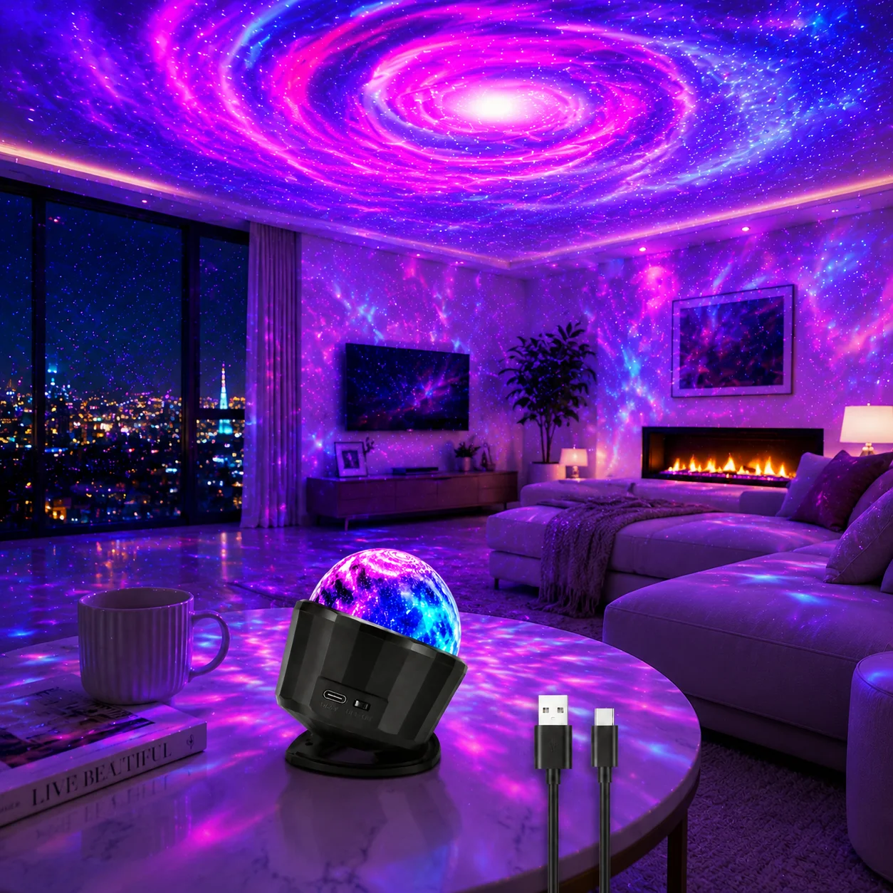 Proiettore Galassia Notturno, Proiettore di Stelle per Camera da Letto, Proiettore LED Nebulosa con Luci Galattiche Colorate, Decorazione Ambientale per la Stanza