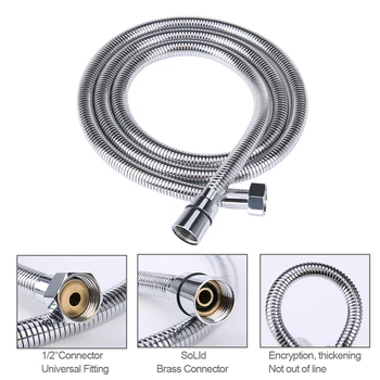 สายฝักบัวสแตนเลสยาว1.5เมตร, ท่อต่อฝักบัวห้องน้ำยาวอุปกรณ์เสริมก๊อกน้ำฝักบัวอ่างอาบน้ำ 2