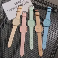 Creative Fashionable Macaron Color Square Watch Multicolored PU Watchband Quartz Watch Women Casual Watch 1