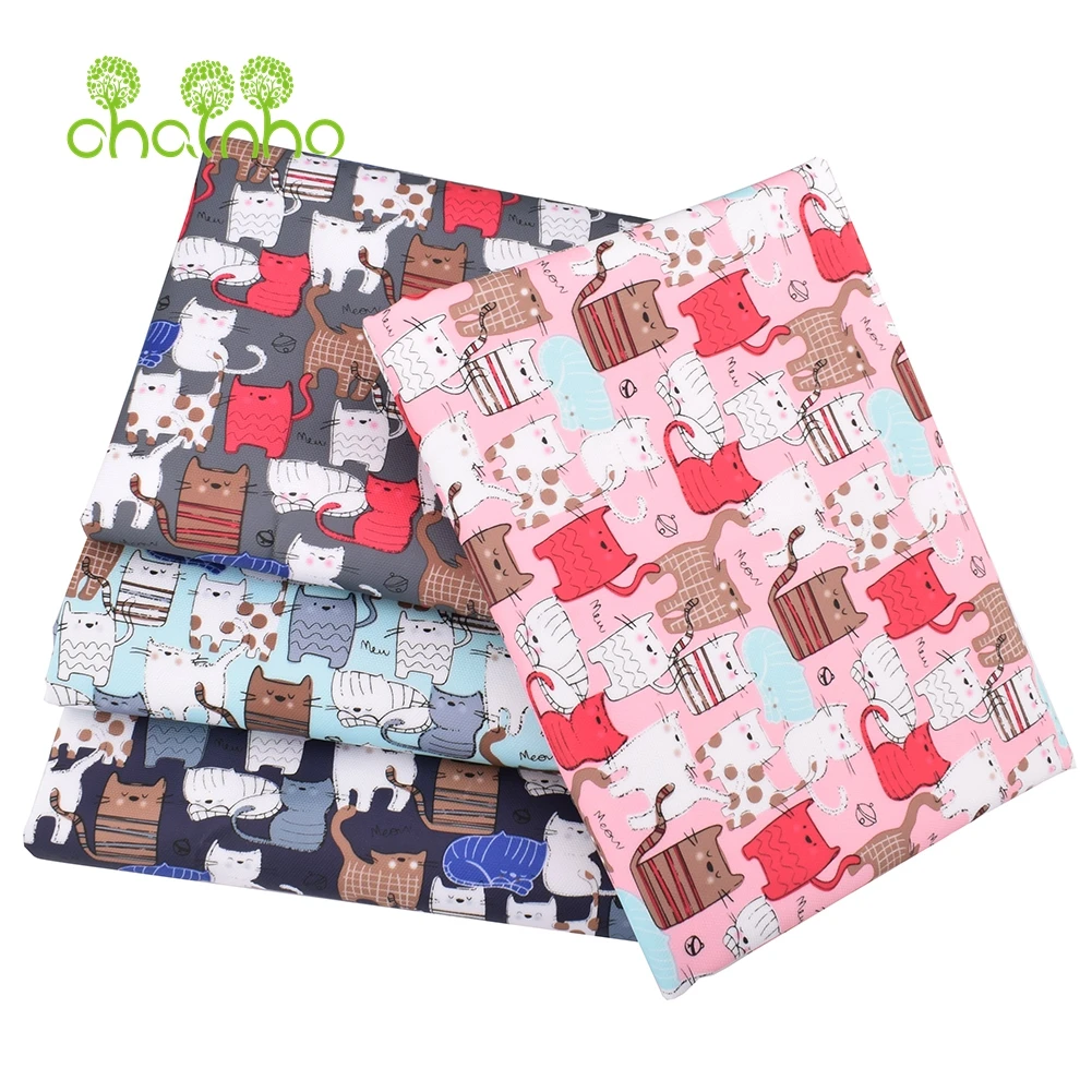 Chainho,Digital Printing Coated Waterproof Fabric,For DIY Quilting & Sewing Suitcases,Handbags,Tablecloth Material,Cats Series
