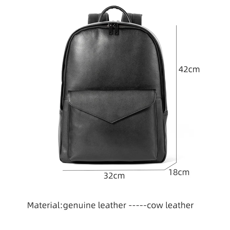 High Quality Genuine Leather Men's Backpack Luxury Designer 15.6 inch Laptop Backpacks Men Schoolbag For Teenager Male Bagpack
