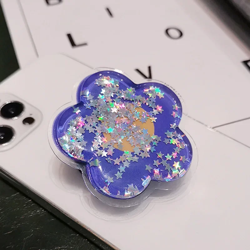 Liquid Quicksand Crystal Flower Transparent Bling Phone Ring Holder
