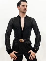 2023 Latin Dance Garment Dance Waltz Ballroom Dance Garment Performance Latin Man Shirts Garment Top ALW51