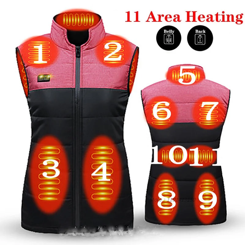 

11 Area Electric Vest Heated Body Warmer Men Electric Heated Warm Vest USB Charging Washable Women Winter Outdoor Camping Jacket