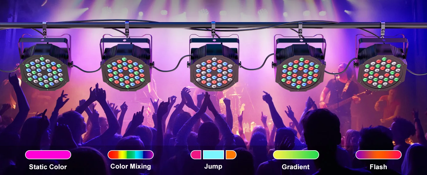 Somspot 4/8PCS 36LEDs RGB Par Lights Remote & DMX Control Stage Light Effect Projector for Church Wedding Party Club Music Live