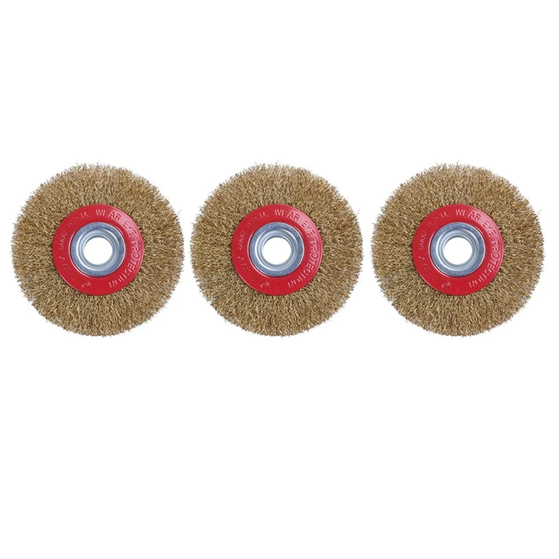 

HOT 3X Wire Brush Wheel For Bench Grinder Polish + Reducers Adaptor Rings,5Inch 125Mm
