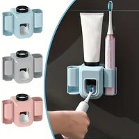 1pc Toothbrush Holder With Automatic Toothpaste Dispenser, Wall Mounted  Punch-free Multifunctional Electric Toothbrush Holder 1