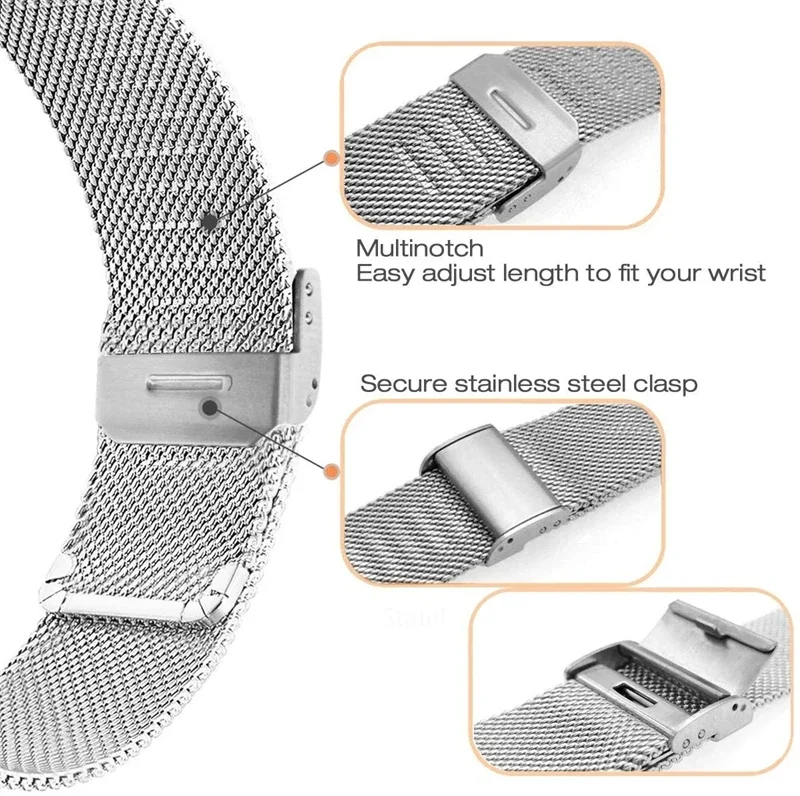 Stainless Steel Mesh Bracelet Watchband - Elegant Metal Accessory