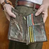 Vintage Wallet Top Layer Cowhide Vegetable Tanned Leather Handmade Old Fold Long Wallet Men's Multi Card Wallet Handheld Bag 4