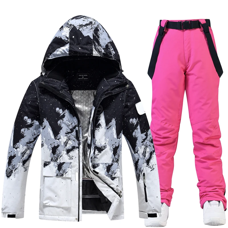 Ice Snow Suit Wear Snowboarding Clothes Winter Waterproof Outdoor Costumes Ski Set Jackets + Strap Pants For Man and Woman ski wear