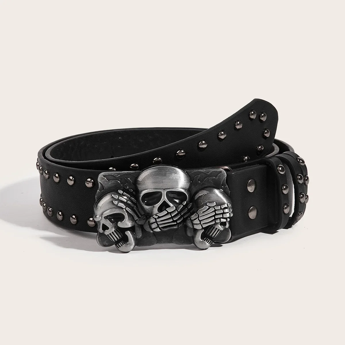 Women's Punk Skull Belt Harajuku Gothic Y2K Rivets Skeleton