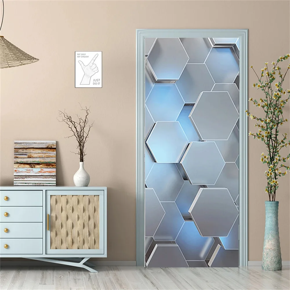 Door Wallpaper Stickers Fridge Sticker Customized 3D Door Stickers Refrigerator Stickers Self-adhesive Waterproof Pearl Thread Wealth Tree Home Decoration Door Dec
