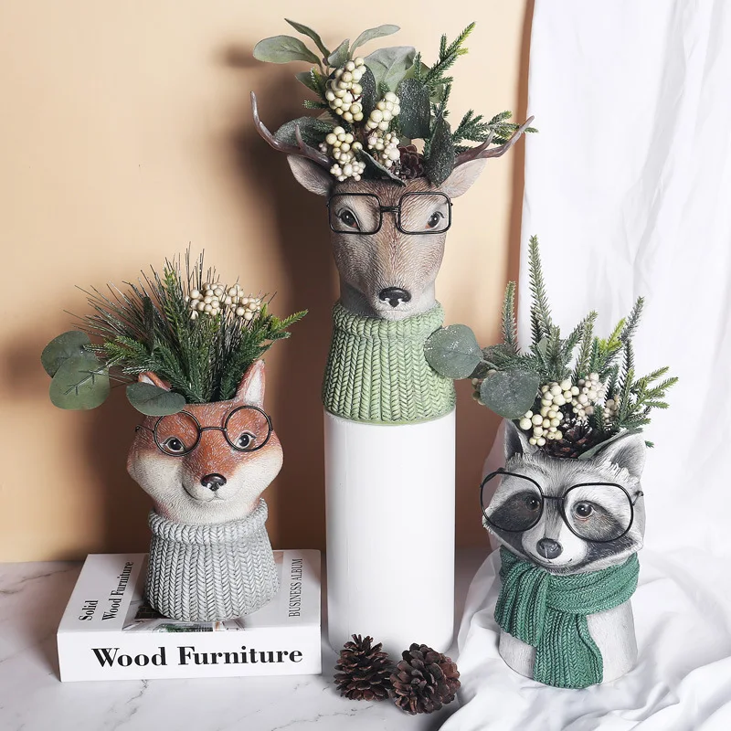 

Creative Modern High Quality Resin Statue Animal Owl Pattern Vase for Home Decoration