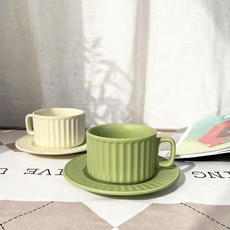 

Ins Coffee Cup Set Simplicity Ceramic Mug with Dish Afternoon Tea Cup and Dish Set Tea Juice Milk Water Cup Couple Gift