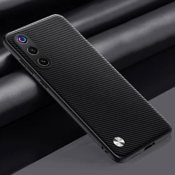 Luxury Soft Leather Back Phone Case with Silicone Protection for RedMagic 10 Pro (Carbon Black)