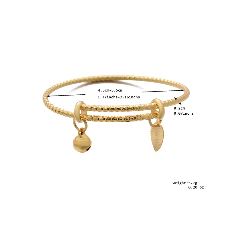 Gold Color Baby Bangles Dubai Jewelry Bracelet Bangles kids Children African gifts kid Birthday present 6