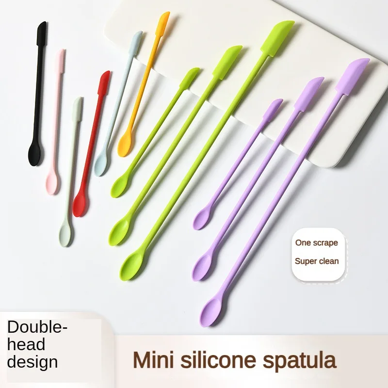 3Pcs Silicone Spatula Double-Headed Scraper Cosmetic Jam Cream Deep Bottle Mini Spatula Lengthened Small Tip Spa Makeup Tool