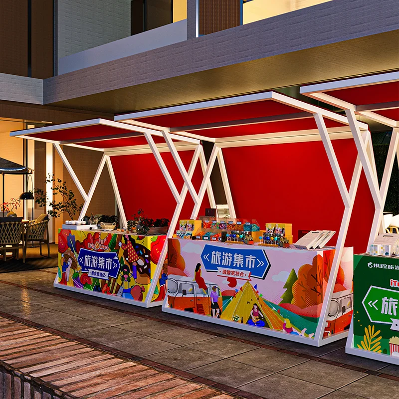 Customized market stall display rack, cultural tourism night market,float activity pergola outdoor scenic spot snack stall table