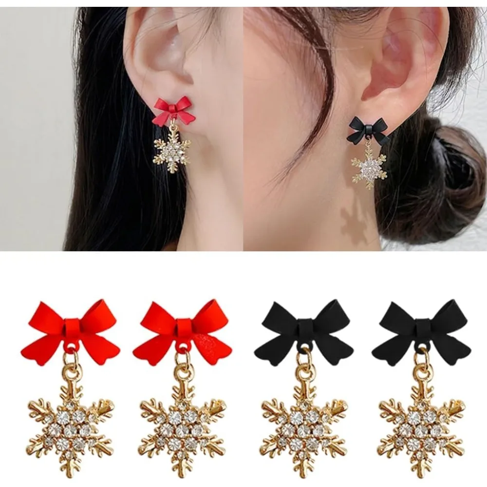 Elegant Bowknot Snowflakes Drop Earrings Adornment Trendy Ear Hooks Ear Pendant