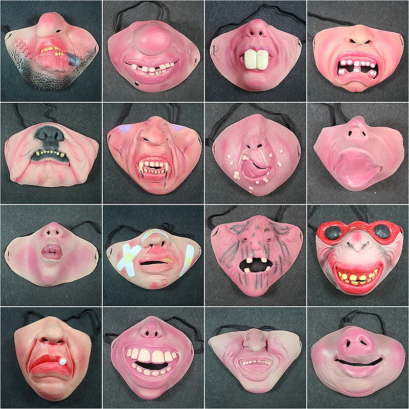 

Latex Half Face Clown Mask Cosplay Props Humorous Elastic Band Horrible Scary Masks Adult Party Funny Halloween Makeup Decor