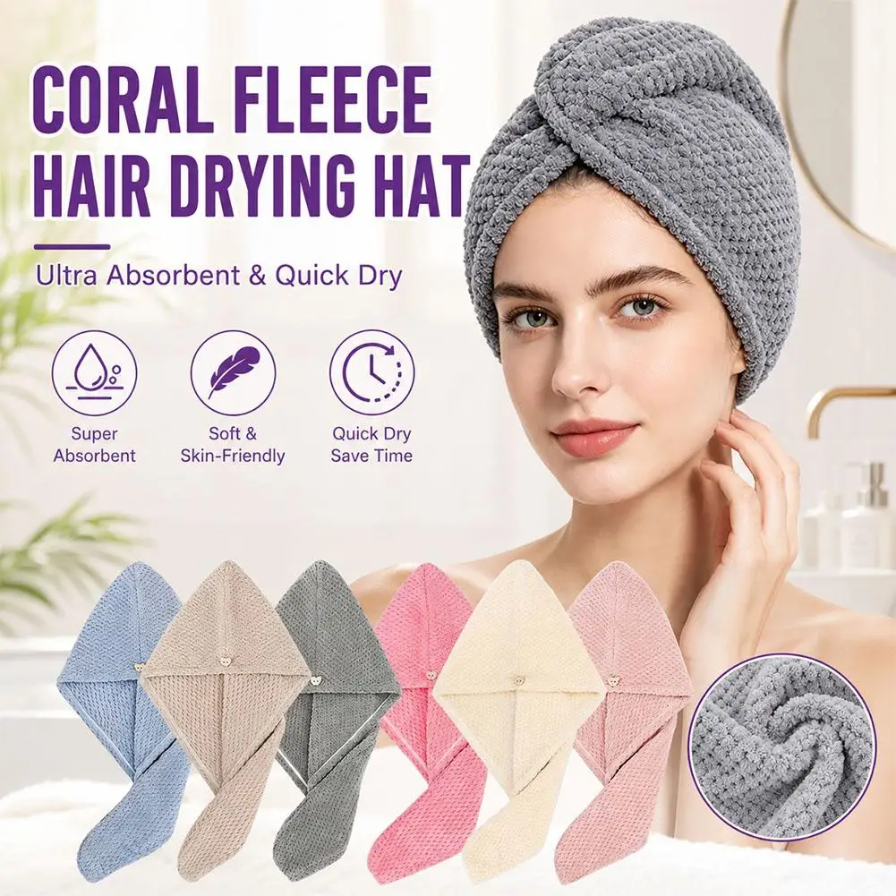 Ultra-Absorbent Microfiber Hair Towel Wrap for Quick-Dry, Anti-Frizz Turban with Secure Button