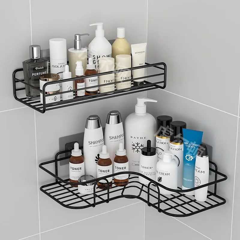 Bathroom Shelf No Drill Organizer Shower Storage Rack Black/White