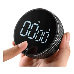 Magnetic Digital Kitchen Timer with Countdown Alarm and Stopwatch Function (Black)