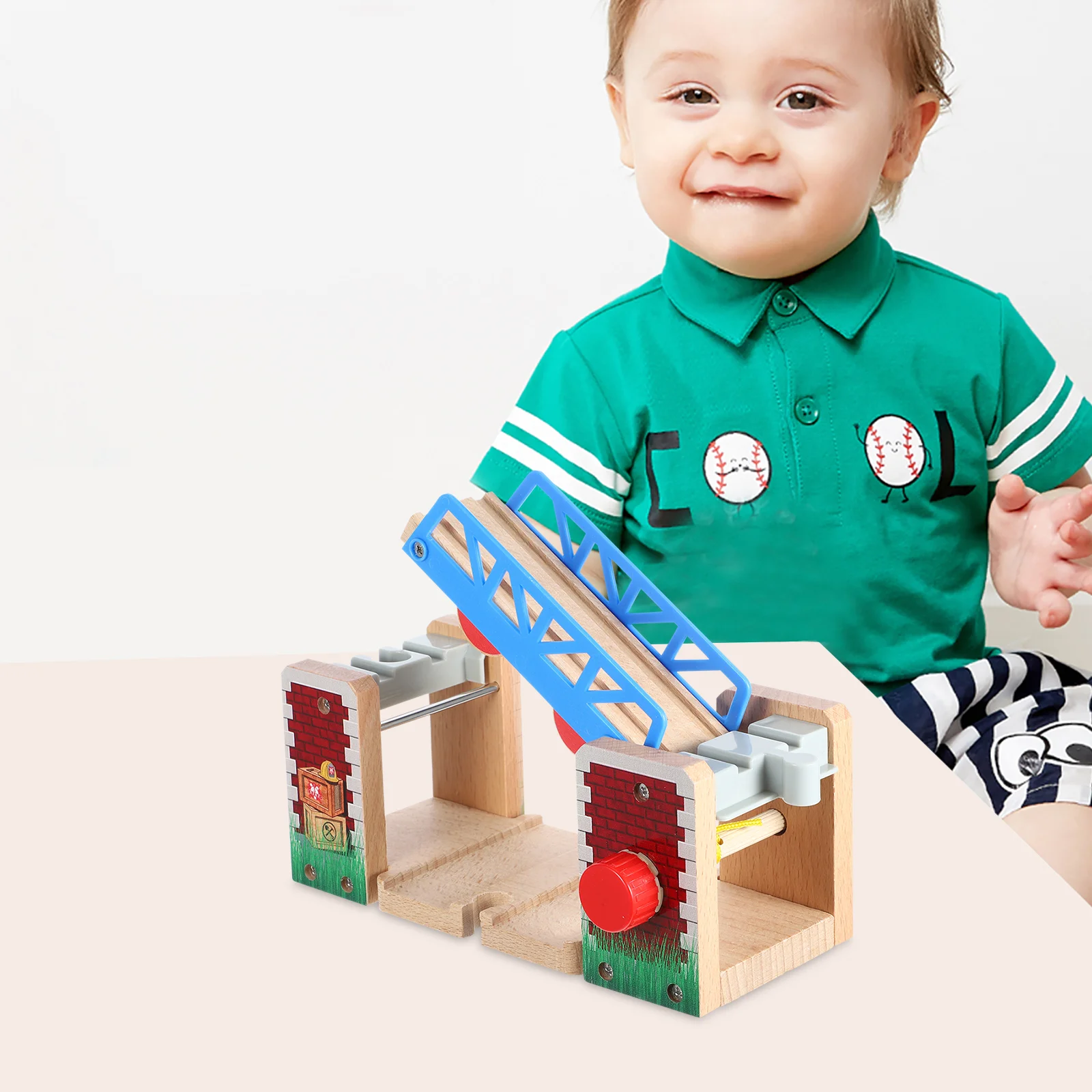 Train Track Accessories Wooden Educational Toys Washable Railway Scene Prop Lifting Bridge Plastic Toddler