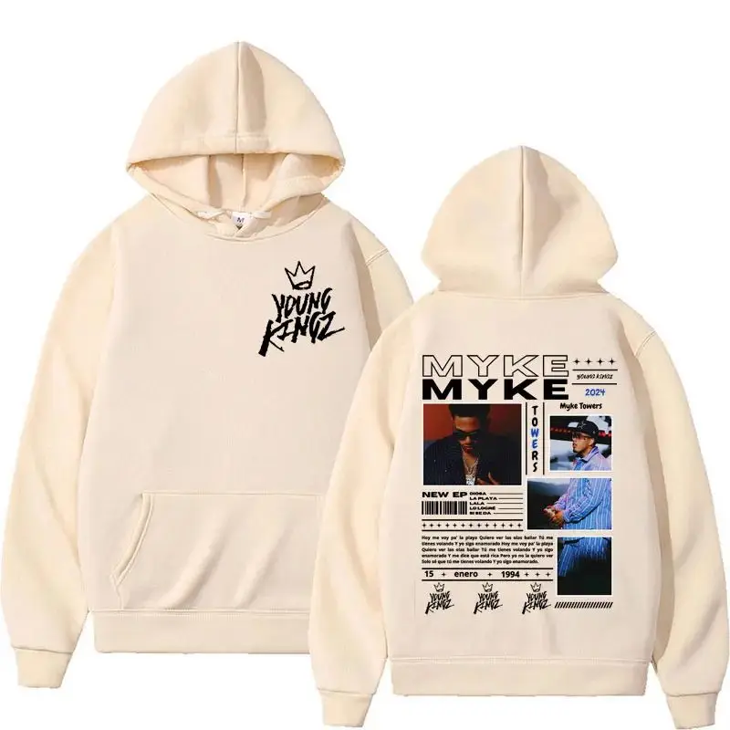 New Rapper Myke Towers Album Cover Graphic Sweatshirt  Vintage Hip Hop Hoodies Unisex Casual Fleece Pullovers Hoodie Streetwear 5