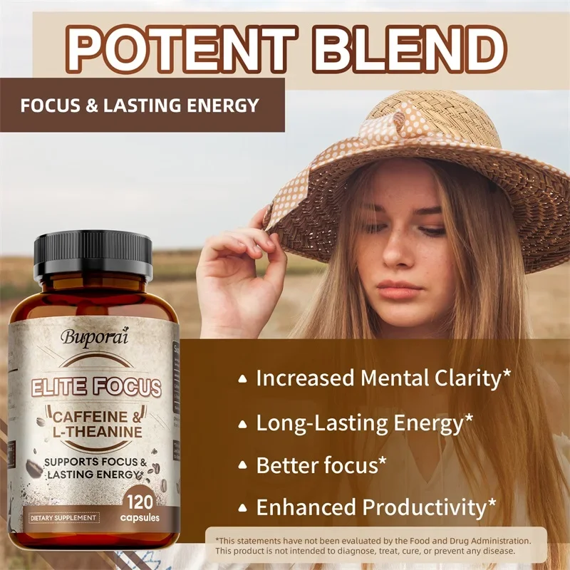 Elite Caffeine Capsules with L-Theanine - Provides Clean Energy, Endurance, Stress Relief, and Cognitive Enhancement - Image 4