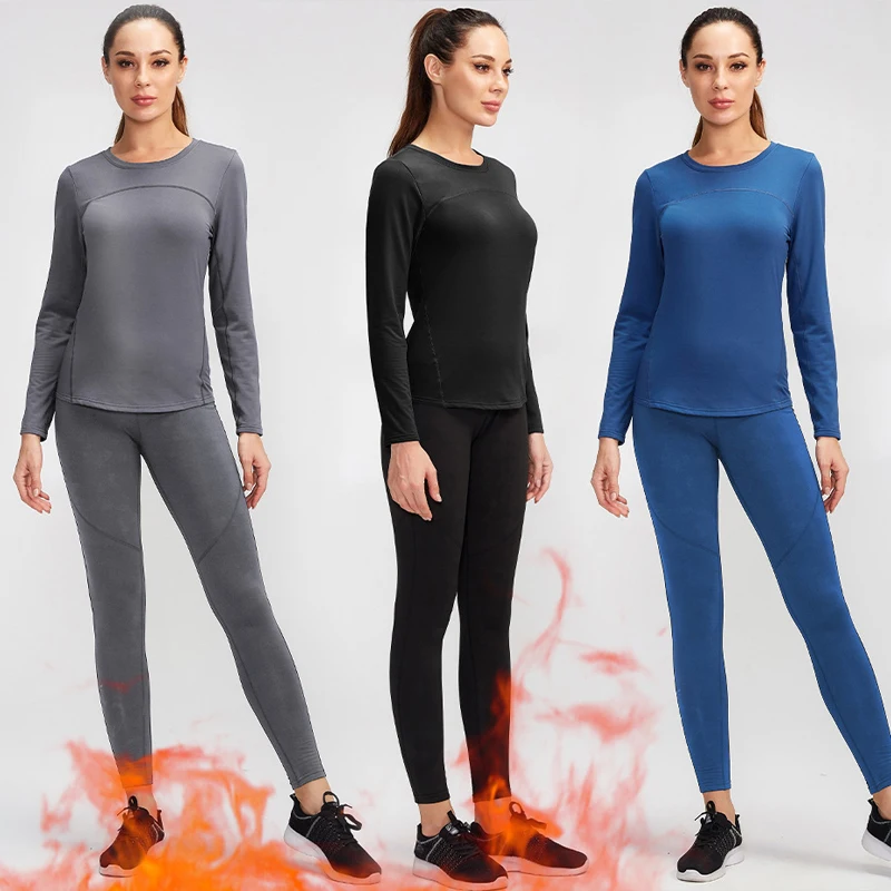 2 Piece Women's Winter Clothing Underwear Sets Stretch Plus Velvet Ladies Clothes Warm Long Johns Women Solid Pajamas Set XXL