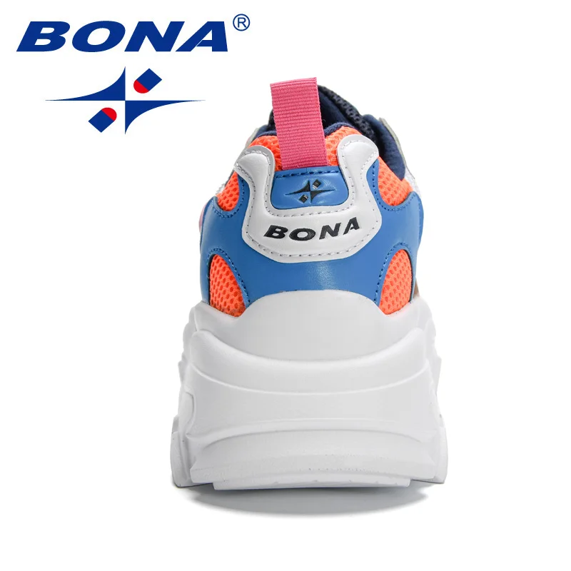 BONA 새 디자이너 여성 레이스 업 플랫폼 스니커즈 숙녀 레저 Feminino 캐주얼 신발 통기성 운동화