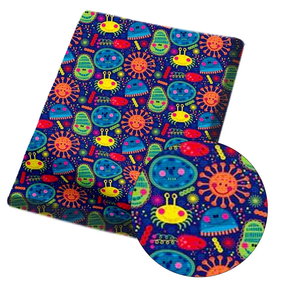 IBOWS Polyester Cotton Sheet Cartoon Jellyfish Virus Printed Cloth Fabric Patches Dress Home Textile DIY Materials 45*150cm 1pc | Дом и сад