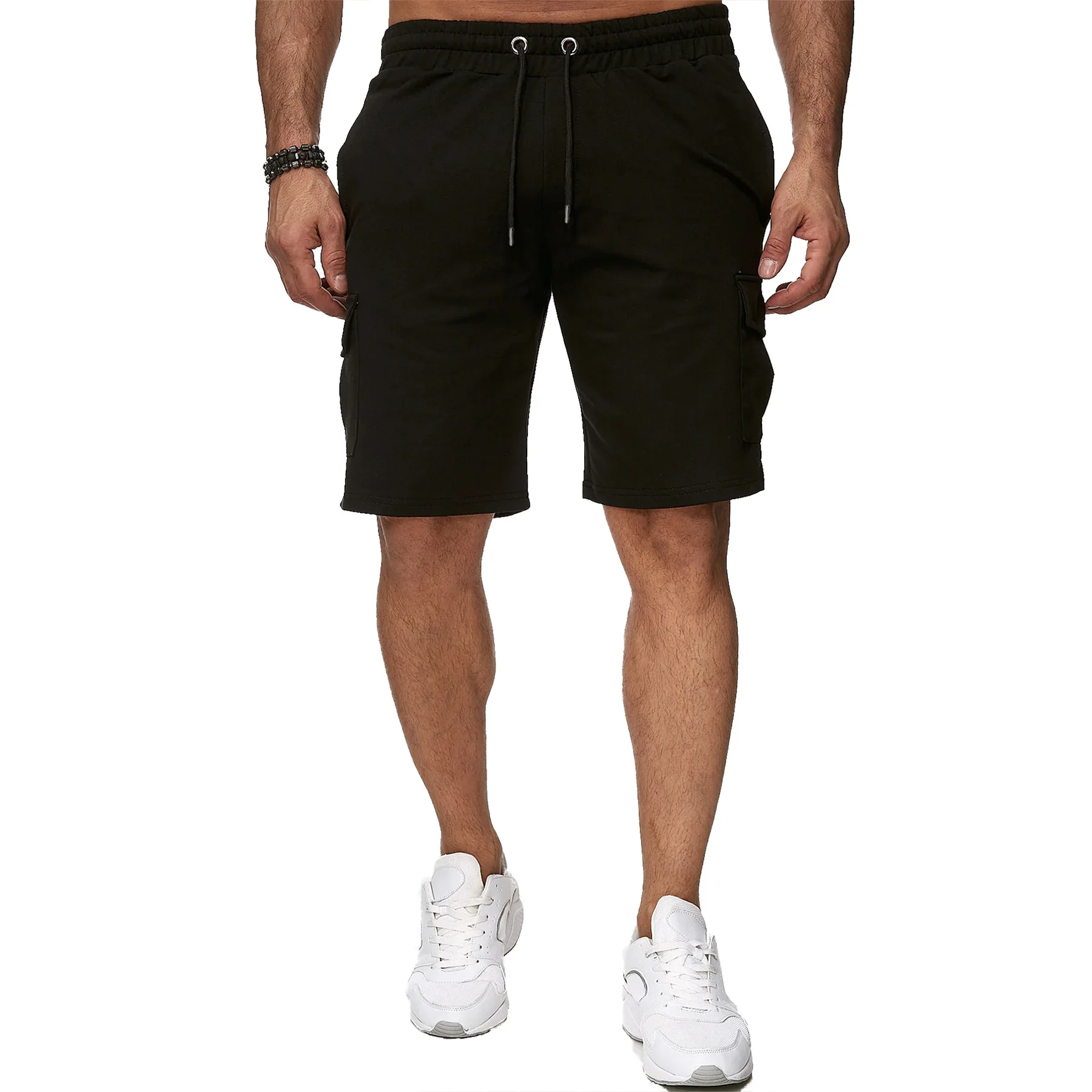 New cross-border large size men's short sports overalls multi-pocket shorts fitness pants sports casual five quarter pants