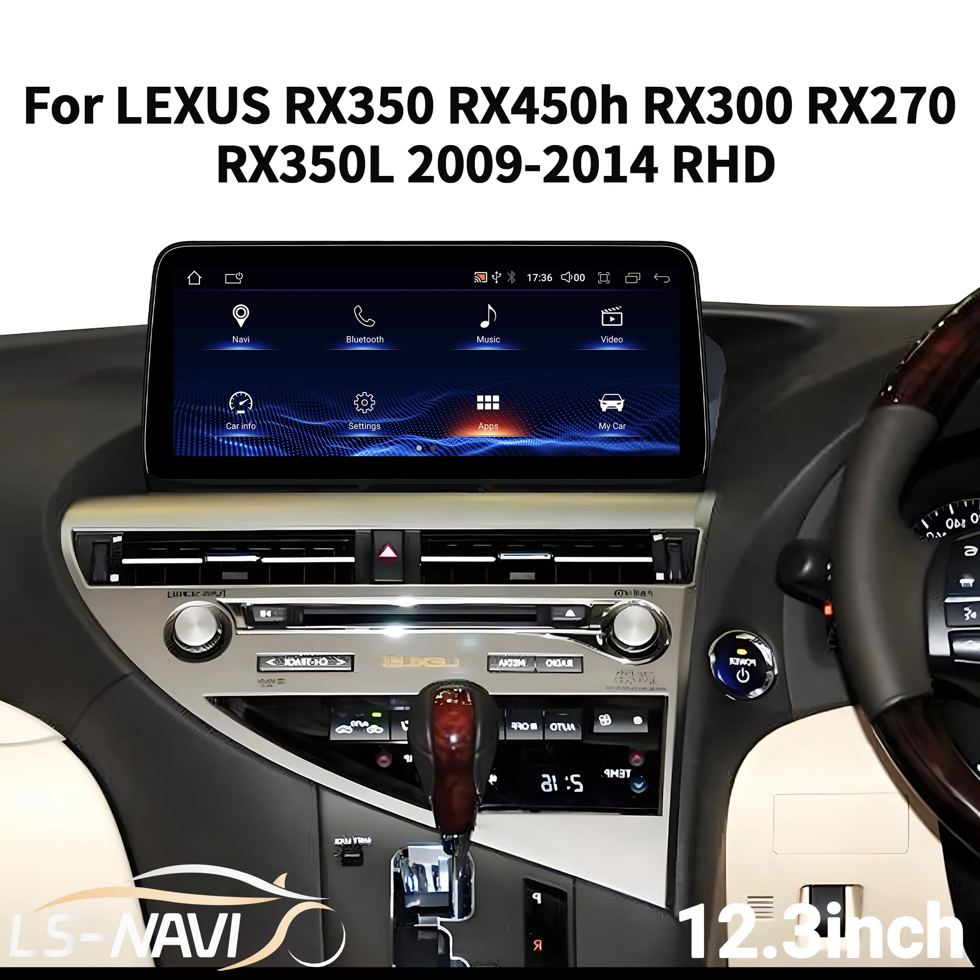 12,3 "RHD para LEXUS RX350 RX450h RX300 RX270 RX350L 2009-2014 Radio de coche inalámbrico CarPlay Multimedia pantalla Snapdragon 680 1