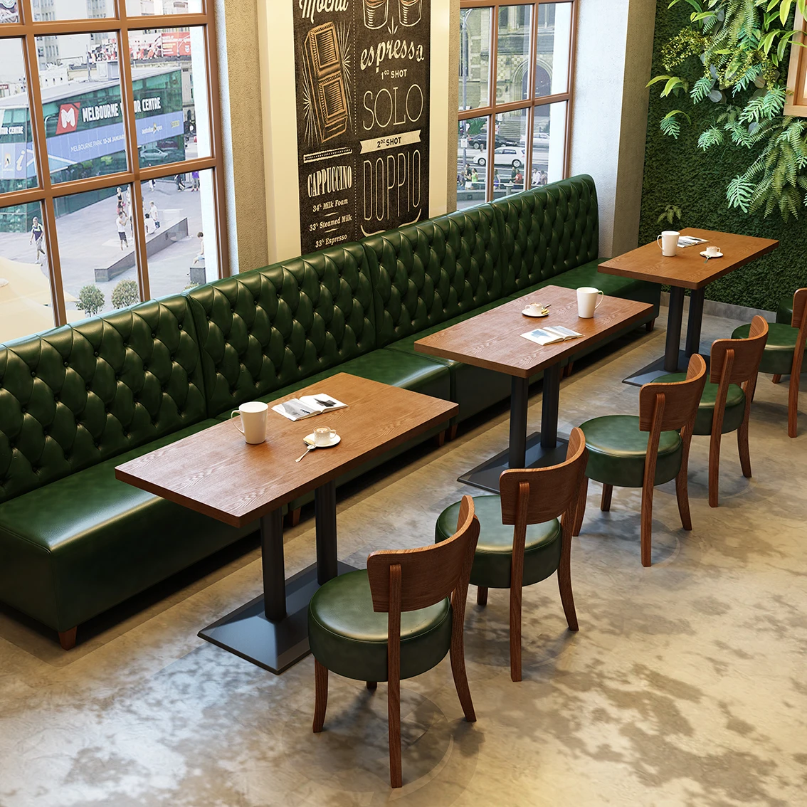 

Milk tea shop sofa table and chair combination bar clear bar coffee shop restaurant wall solid wood booth