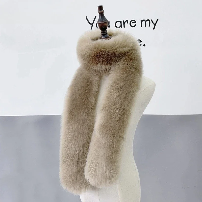 New Long Faux Fur Scarf Winter Women Scarf Fur Scarves Girl Ladies Warm Neck Warmers Shawl Decor Fluffy Shawl Wrap Luxury