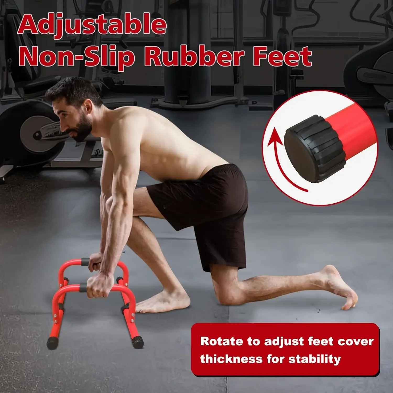 Dip Stand Station Adjustable Height Dip Station for Strength Training Heavy Duty Steel Parallel Push Up Stand