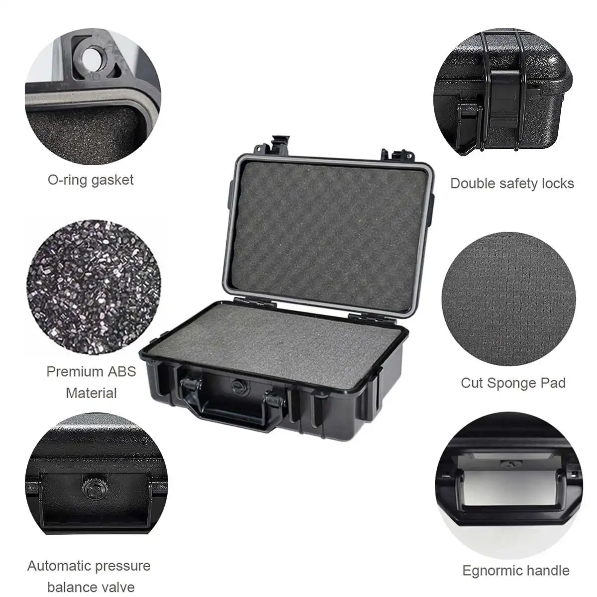 JETEVEVEN Waterproof Shockproof Tool Hard Case Sealed Box Camera Photography Electronic Equipment Storage Suitcase With Sponge