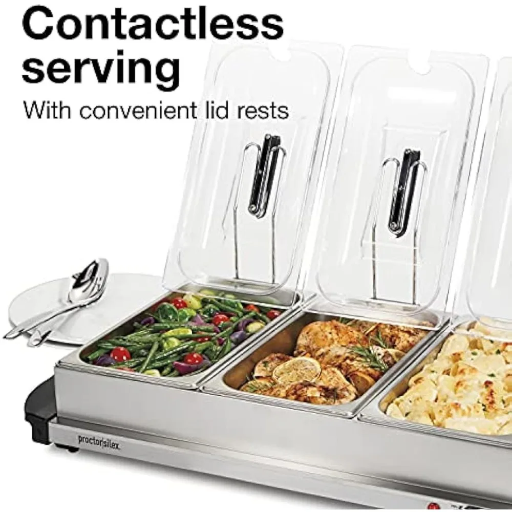 Buffet Server & Food Warmer, Adjustable Heat, for Parties, Holidays and Entertaining, Three 2.5 Quart Oven-Safe Chafing Dish Set