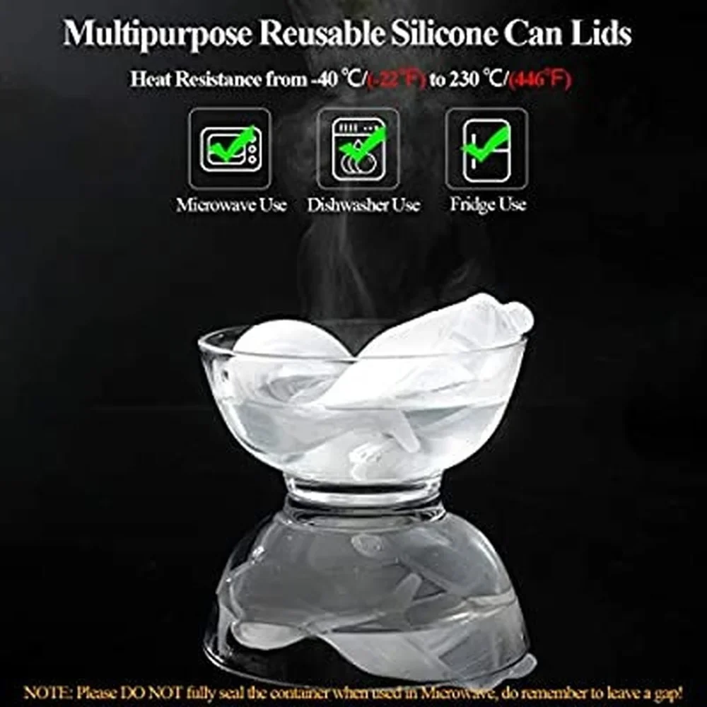 BPA-Free Small Silicone Can Covers Flexible Seal Lids For Yogurt Mason Jars Soda Beer Pet Food Cans 12-Pack