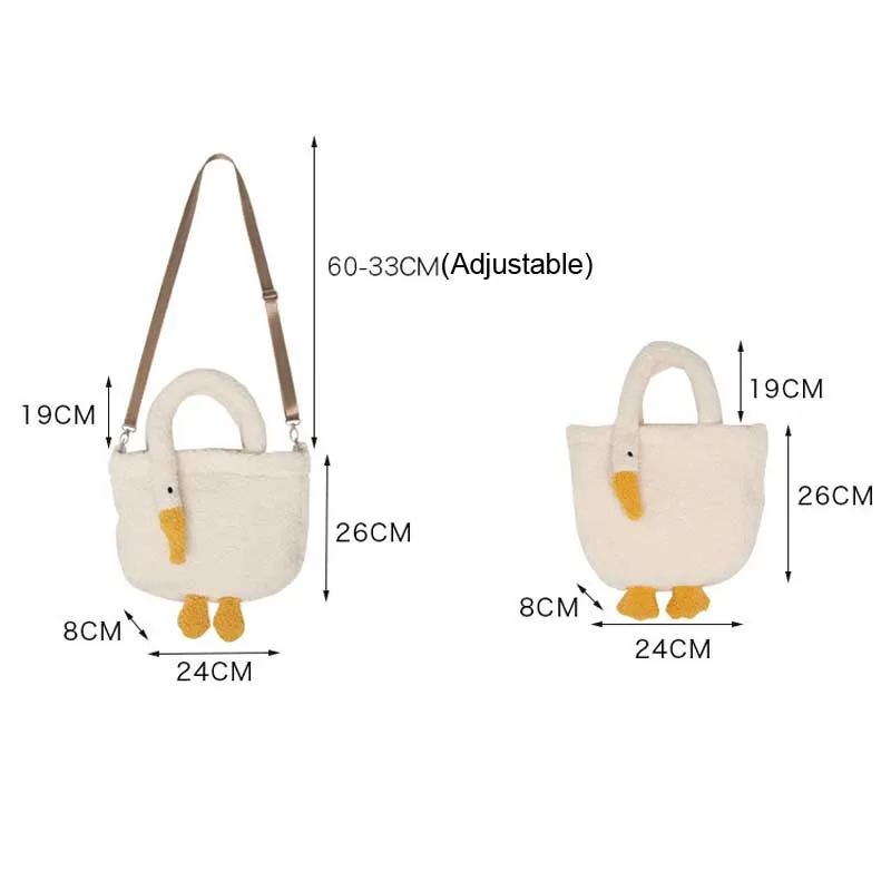Hylhexyr Woman&lsquo;s Goose Imitation Cashmere Shoulder Bag Cute Girl Cashmere Handbag Zipper Portable Adjustable Messenger Bags