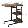C-Shaped Mobile Sofa Bed Side Table Adjust Height 3-Tier Cart W/ Casters, Brake 4