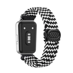 Braided Nylon Adjustable Smartwatch Wristband Bracelet - Universal Fit, Enhanced Comfort and Durability - Galaxy Watch Fit 3 (Stripe Black White S)