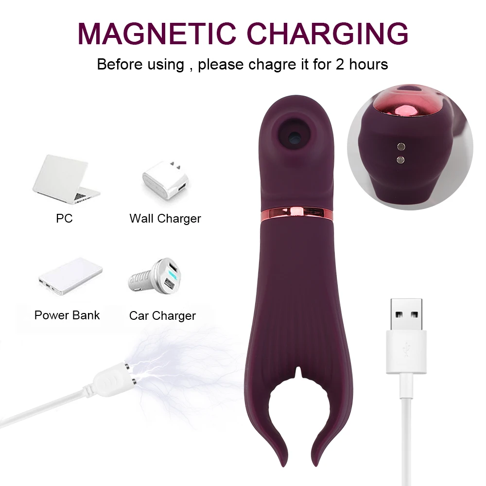 IN 1 2 Morsetti per capezzoli Vibratori succhiatori per donne Clitoride Sucker Ingrandimento del seno Giocattoli anali Masturbatore femminile_voghion.com