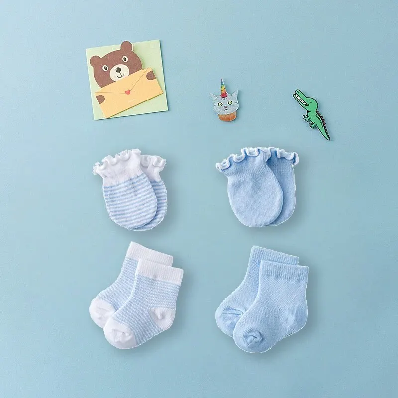 Baby Gloves Socks Sets Baby Blue Socks Babies Pairs Socks Baby Set