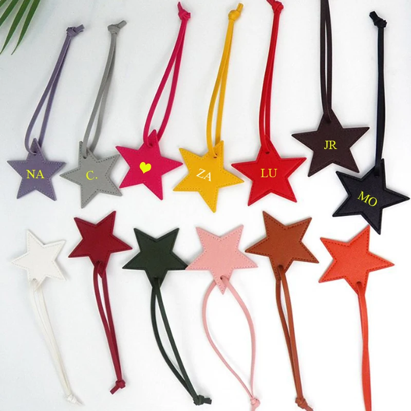 Personalized Five-Pointed Star Leather Keychain Pendant Gift